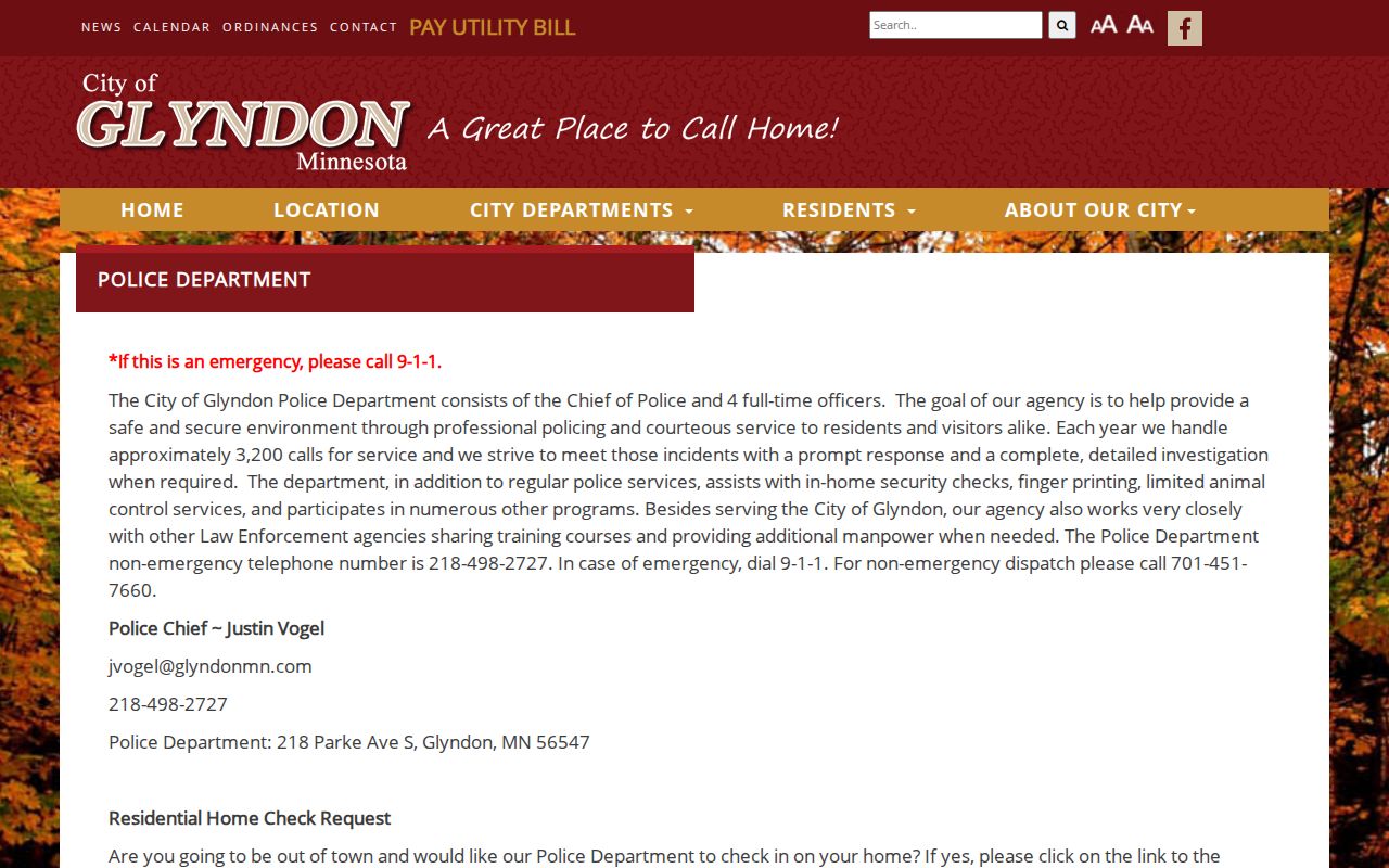 Glyndon police department records that feed into Clay County warrant records