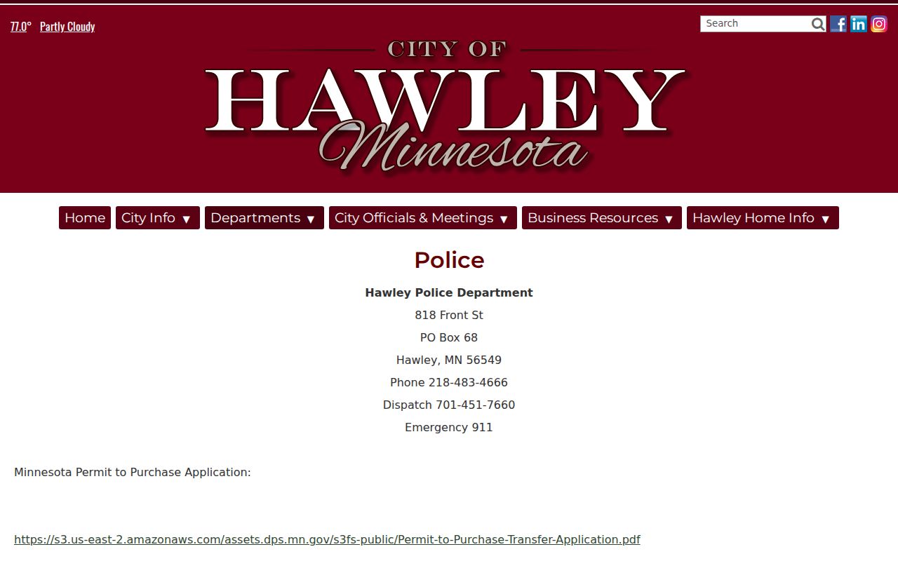 Hawley police department work that feeds into Clay County warrant records
